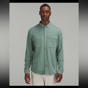 Lululemon Green Soft Knit Overshirt Long Sleeve Tidewater Teal Green Snap Button